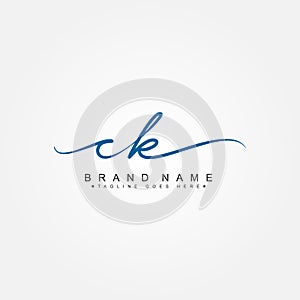 Initial Letter CK Logo - Hand Drawn Signature Logo