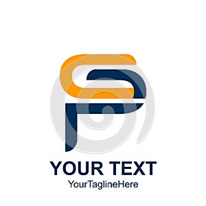 Initial letter CP logo template colored blue orange design for b