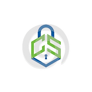 Initial letter CS security logo vector