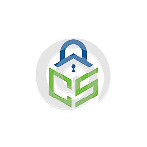 Initial letter CS security logo vector