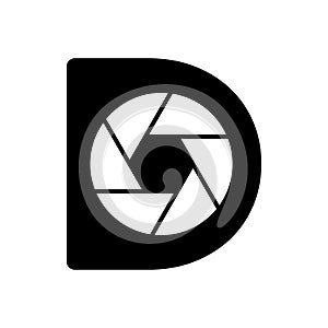 Initial Letter D Photography Logo Camera lens Concept. Photography Logo Combined D Letter Camera Sign Logo