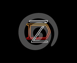 Initial letter D and Z, ZD, DZ, overlapping interlock logo