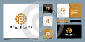 Initial letter DP gear logo template vector design