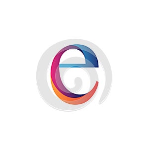Initial letter e concept logo vector blue orange and purple color