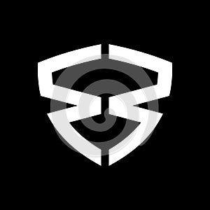 Initial letter E 3 logo template with sygma symbol and modern shield in flat design monogram