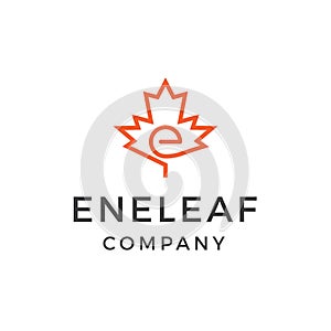 Initial letter E maple leaf logo design inspiration