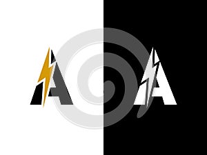 Initial Letter A Electric Logo. Flat style initial letter A Logo Design Template.