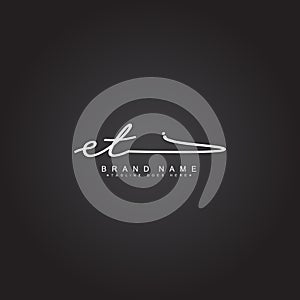 Initial Letter ET Logo - Handwritten Signature Logo for Alphabet E and T