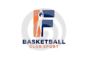 Initial letter F basketball logo icon. basket ball logotype symbol,