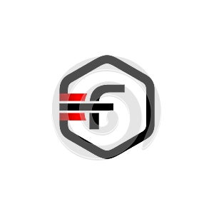 Initial Letter F Hexagon Strip Logo