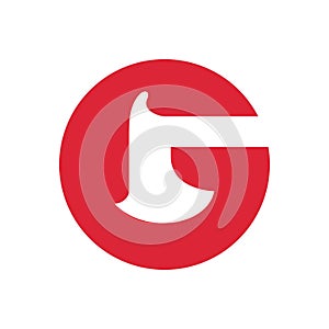 Initial letter G axe logo, wood logging symbol, red circle  shape illustration - Vector