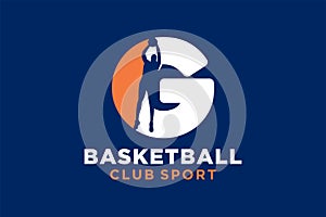 Initial letter G basketball logo icon. basket ball logotype symbol,