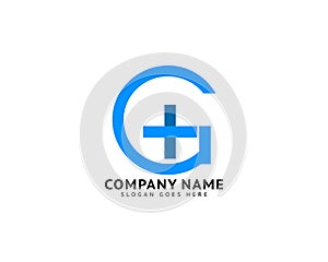 Initial letter G cross plus medical logo icon design template elements