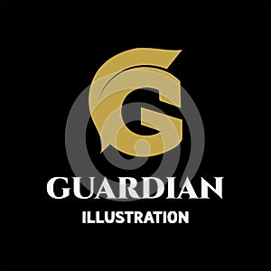 Initial Letter G for Greek Guardian Gladiator Sparta Roman Soldier Icon Symbol Illustration