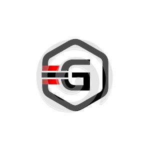 Initial Letter G Hexagon Strip Logo.