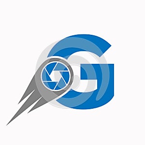 Initial Letter G Photography Logo Camera Lens Concept. Photography Symbol Template