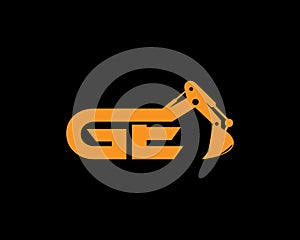 Initial Letter GE Excavator Logo Design Concept.