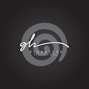 Initial Letter GH Logo - Handwritten Signature Logo