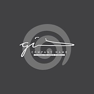 Initial Letter GI Logo - Handwritten Signature Logo for Alphabet G and I