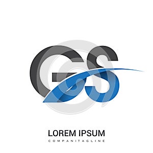 initial letter GS logotype company name colored blue and grey swoosh design. vector logo for business and company identity