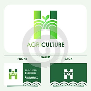 Initial Letter H Agriculture Logo Design Vector Graphic