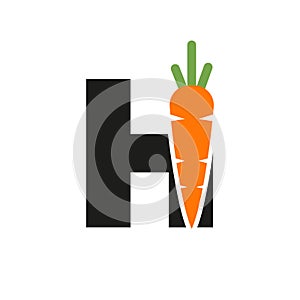 Initial Letter H Carrot Icon Design Vector Template. Carrot Logo Based Alphabet