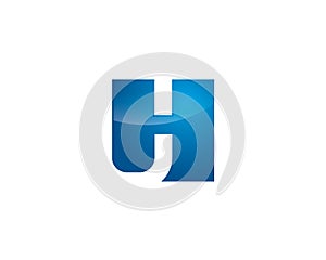 Initial letter H J U negative space anagram logo