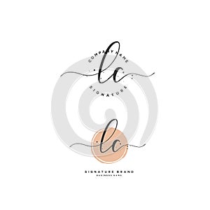 LC Initial letter handwriting and signature logo. A concept handwriting initial logo with template element photo