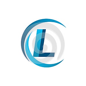 initial letter IL logotype company name blue circle and swoosh design. vector logo for business and company identity