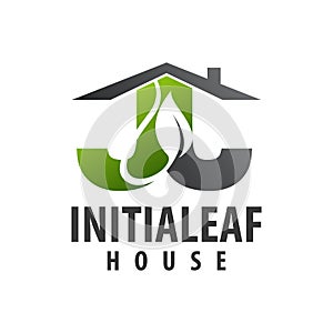 initial letter JJ leaf house logo concept design. Symbol graphic template element