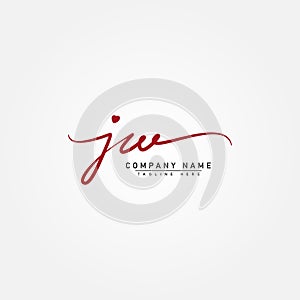 Initial Letter JW Logo - Hand Drawn Signature Logo