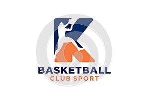 Initial letter K basketball logo icon. basket ball logotype symbol,