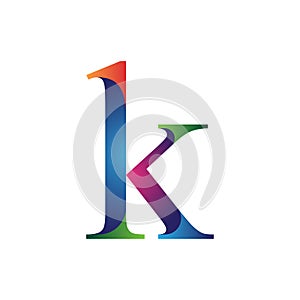 Initial letter k concept logo vector blue orange and purple color