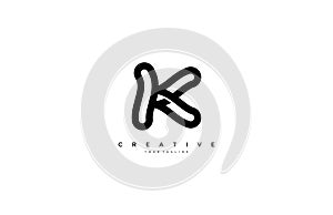 Initial Letter K Linear Outline Logogram