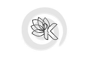 Initial Letter K Linked Monogram Linear Lotus