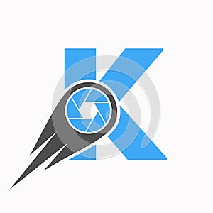 Initial Letter K Photography Logo Camera Lens Concept. Photography Symbol Template
