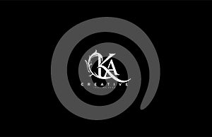 Initial Letter KA Linked Monogram Floral Modern Gothic Logotype