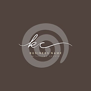 Initial Letter KC Logo - Handwritten Signature Style Logo