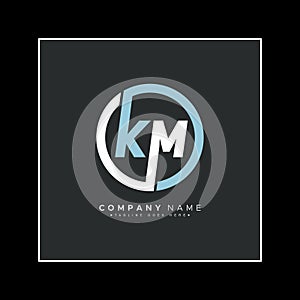 Initial Letter KM Logo - Minimal Business Logo for Alphabet K and M photo