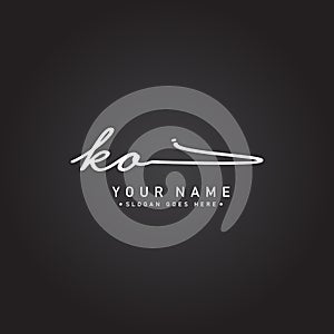 Initial Letter KO Logo - Handwritten Signature Logo