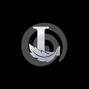Initial Letter L Logo with feather. Trendy Design concept luxury feather element and Letter L for business, lawyer, notary, firm