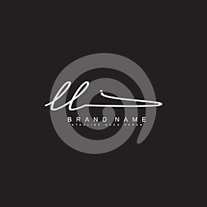 Initial Letter LL Logo - Handwritten Signature Logo for Alphabet LL
