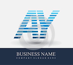 initial letter logo AY colored blue with striped compotition, Vector logo design template elements for your business or company
