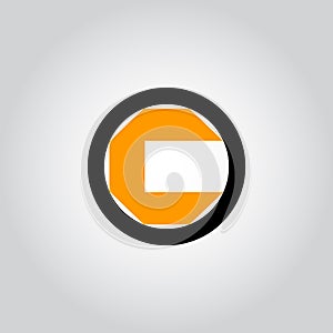 Initial Letter logo C inside circle shape, OC, CO, C inside O rounded lowercase black and orange color Vector