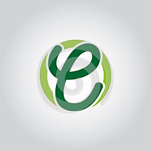 Initial Letter logo C inside circle shape, OC, CO, C inside O rounded lowercase Dark green and light green color Vector