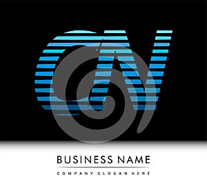 initial letter logo CN colored blue with striped compotition, Vector logo design template elements for your business or company