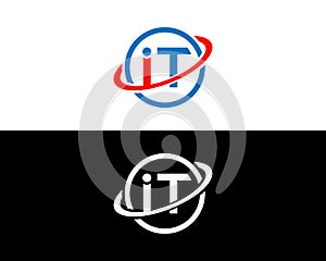 Initial Letter IT Logo Design Icon Modern Linked Circle