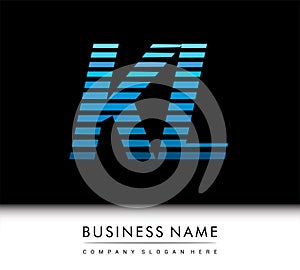 initial letter logo KL colored blue with striped compotition, Vector logo design template elements for your business or company