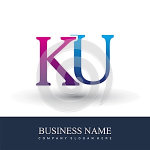 initial letter logo KU colored red and blue, Vector logo design template elements for your business or company identity