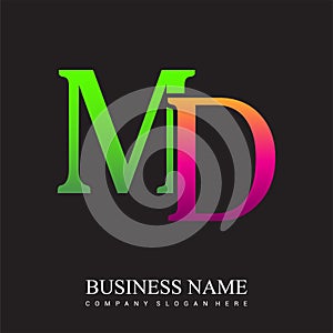 initial letter logo MD colored pink and green, Vector logo design template elements for your business or company identity